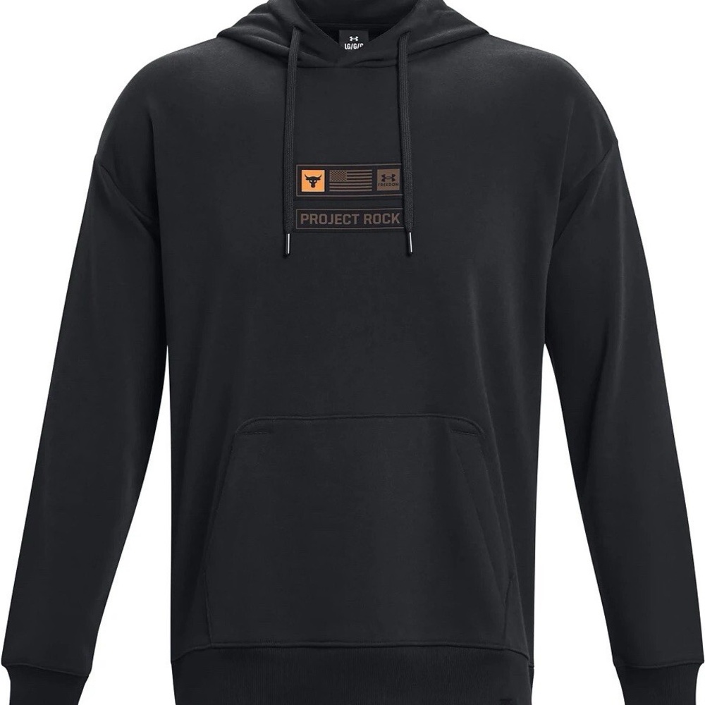 Under Armour Men's Project Rock Veterans Day Heavyweight Hoodie Black 2XL NWT
